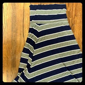 Gray and navy blue striped skirt